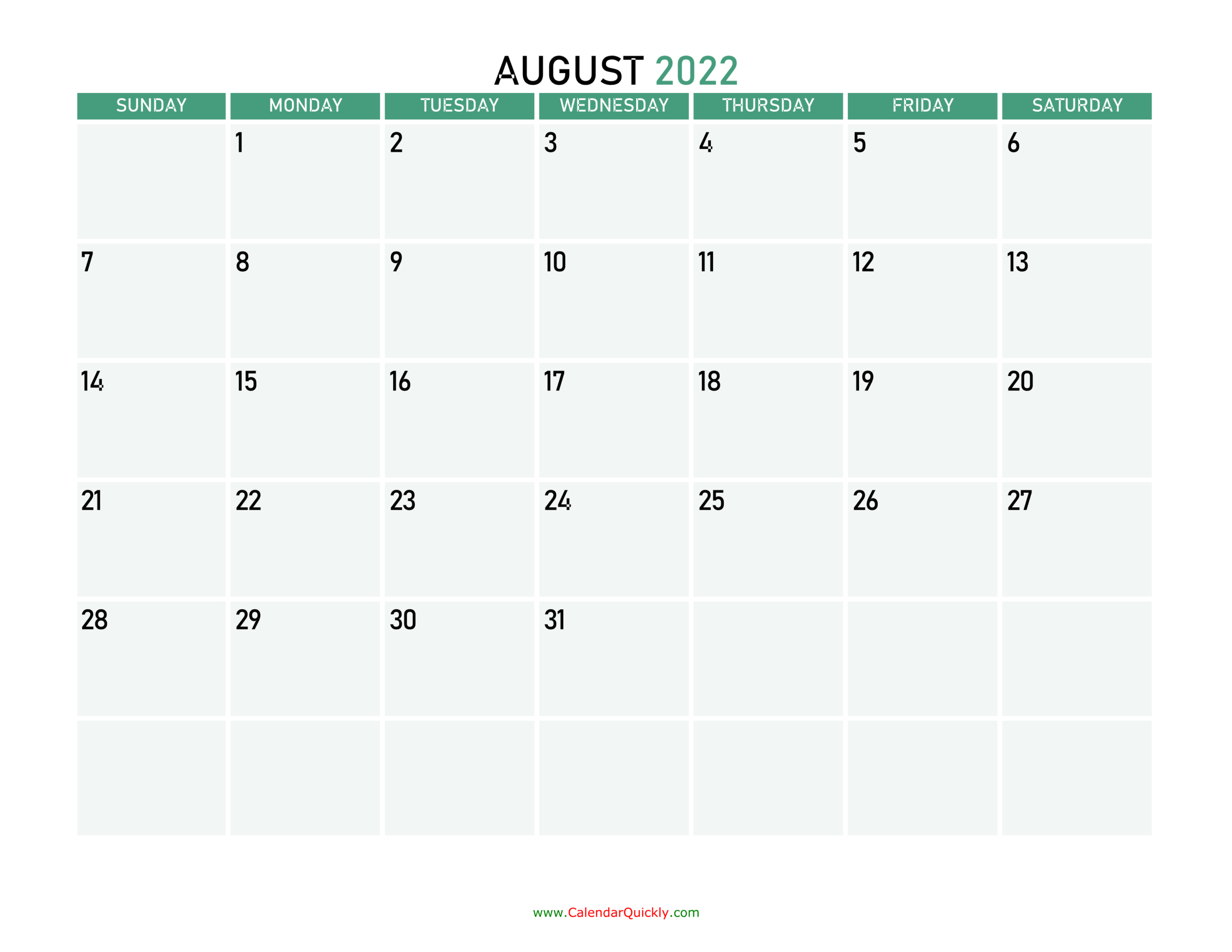 August 2022 Calendars | Calendar Quickly