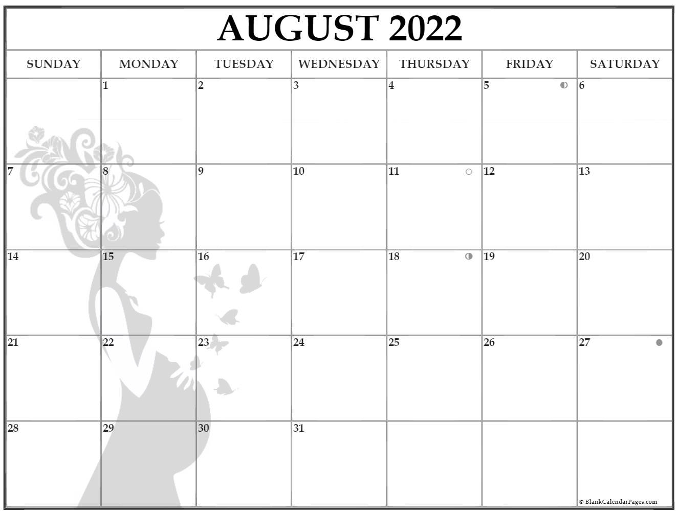 August 2022 Pregnancy Calendar | Fertility Calendar