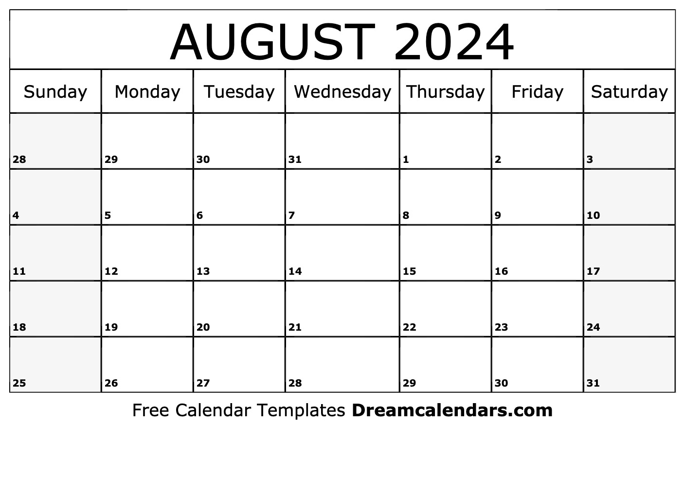 August 2024 Calendar | Free Blank Printable Templates