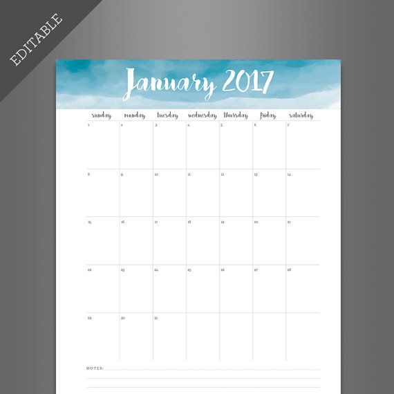 Beautiful Water Color Calendar That You Can Edit Yourself