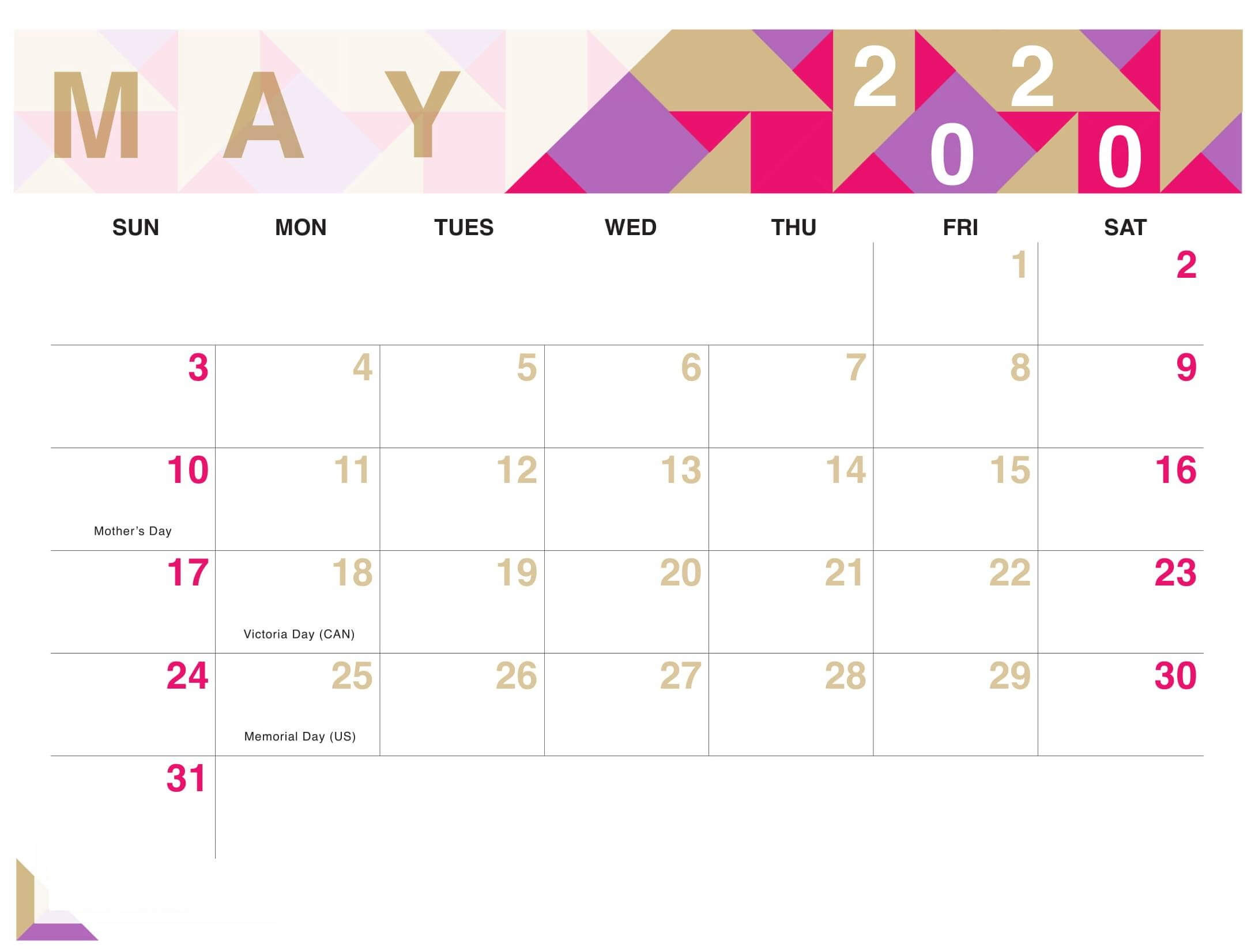 Best 15+ Cute May 2020 Calendar Wall Floral Designs