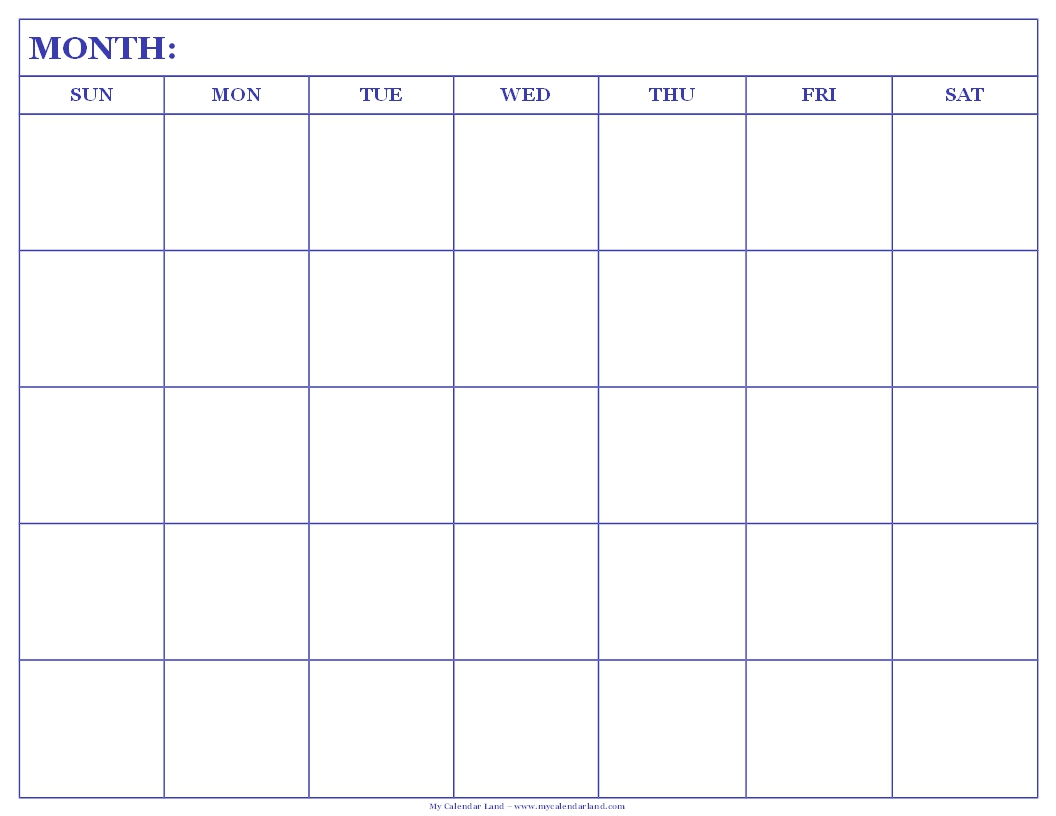 Blank Calendar Printable - My Calendar Land