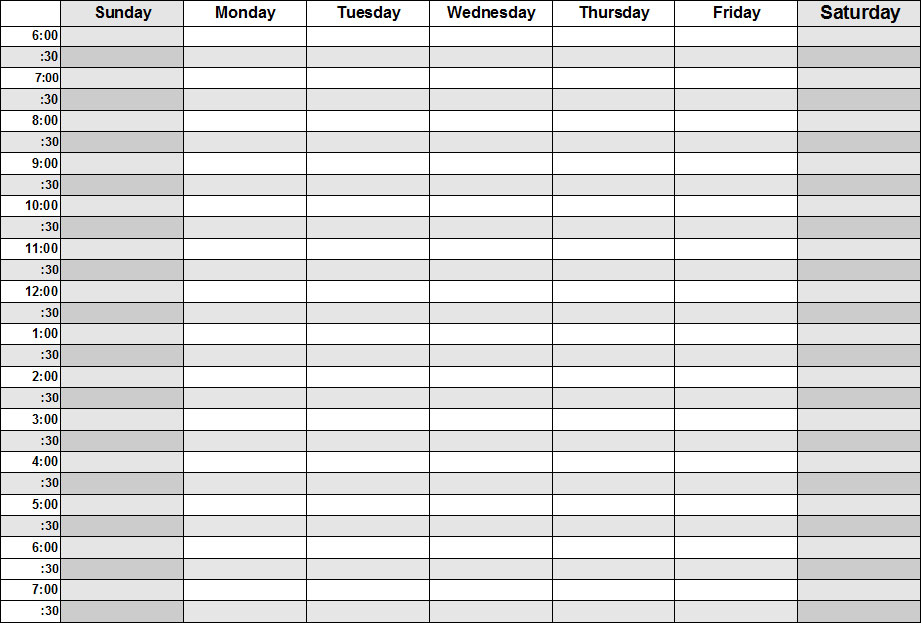 Blank Calendars - Weekly Blank Calendar Templates