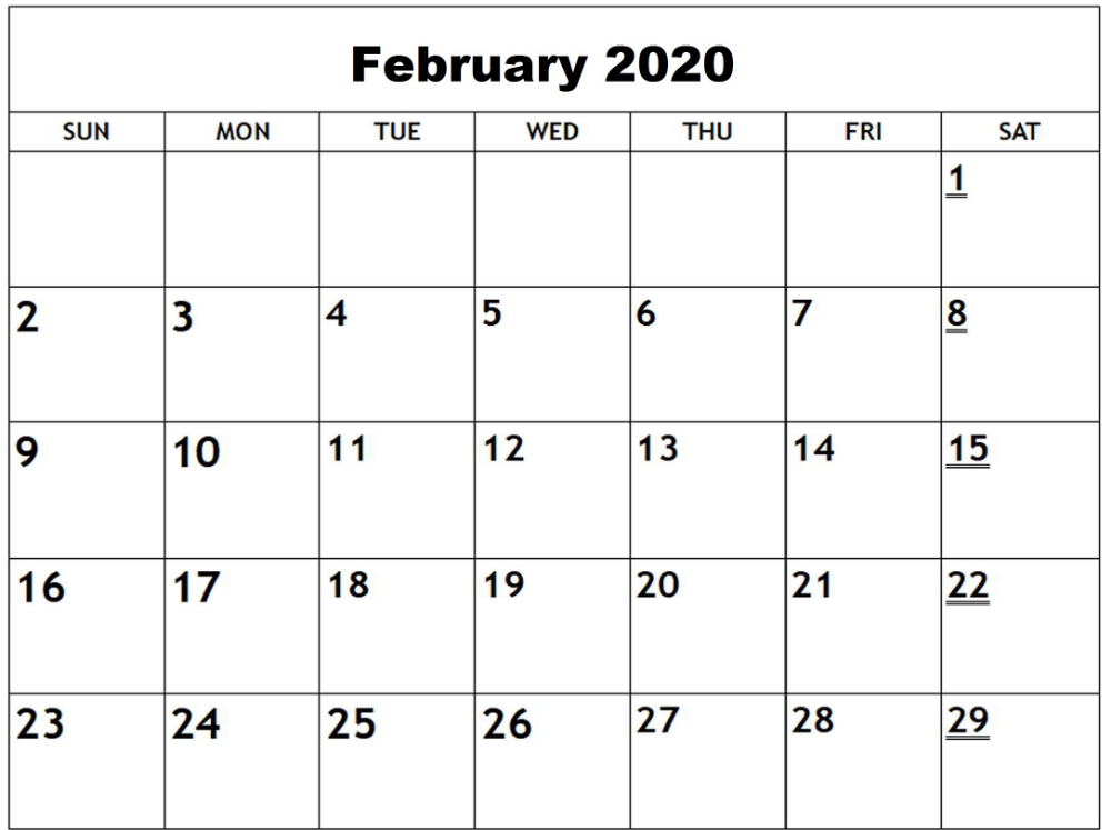 Blank February 2020 Calendar | Free Printable Calendar