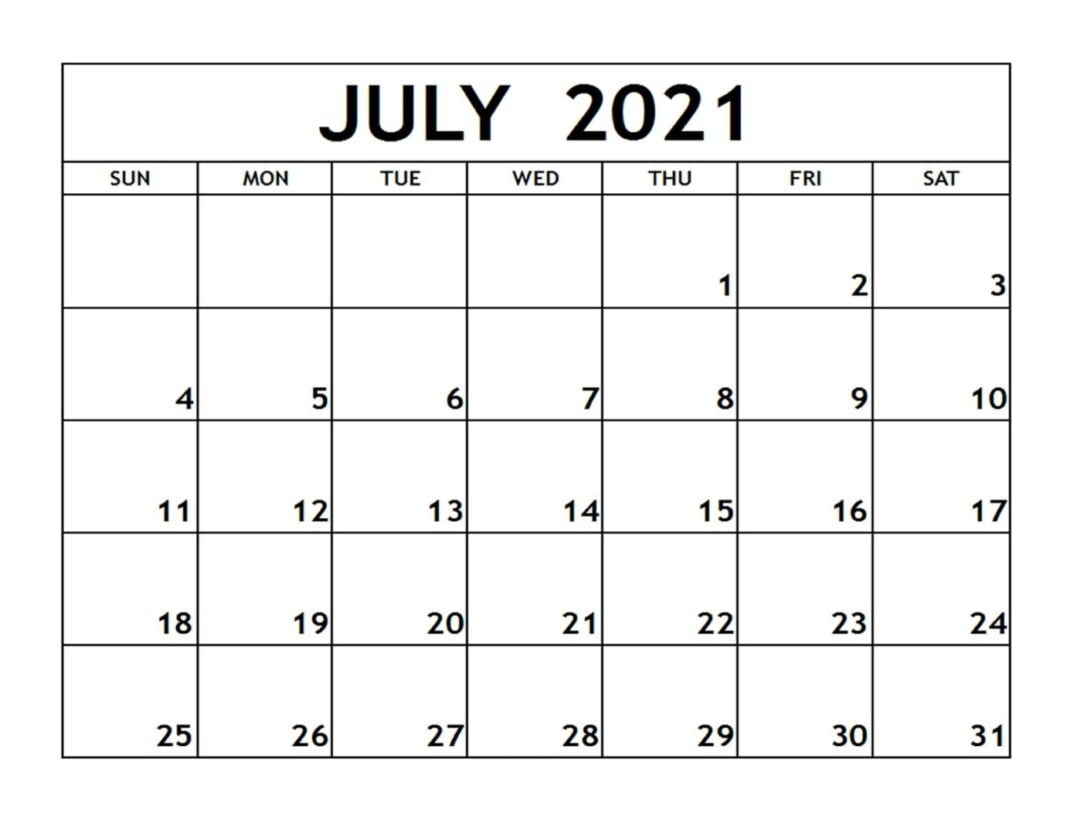 Blank July 2021 Calendar Editable Pdf - Thecalendarpedia