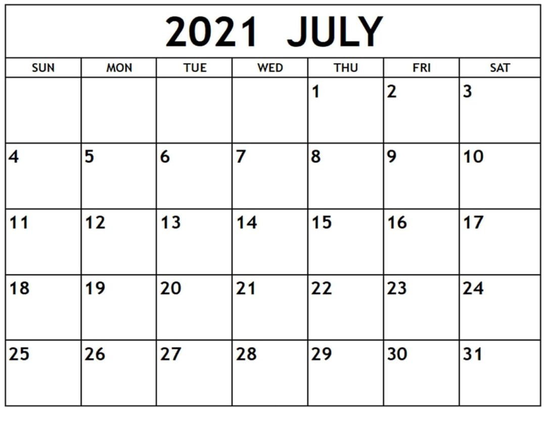Blank July 2021 Calendar Editable Pdf - Thecalendarpedia