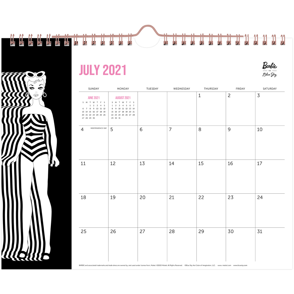 Blue Sky Barbie Monthly Wall Calendar, 8-3/4&quot; X 11