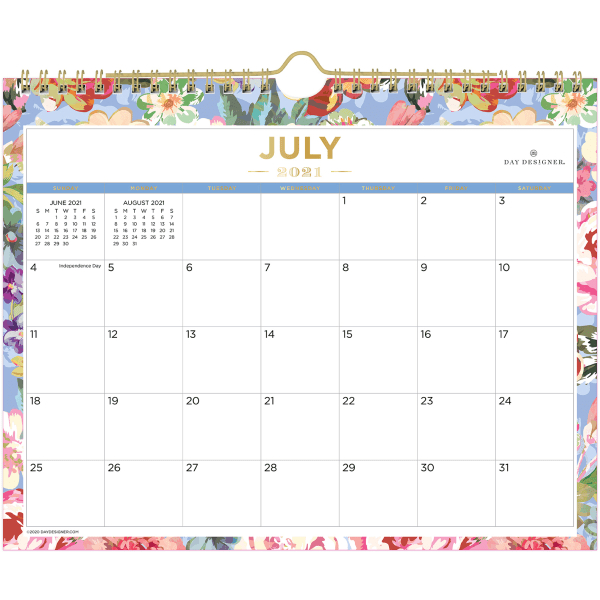 Blue Sky™ Day Designer Monthly Wall Calendar, 8-3/4&quot; X 11