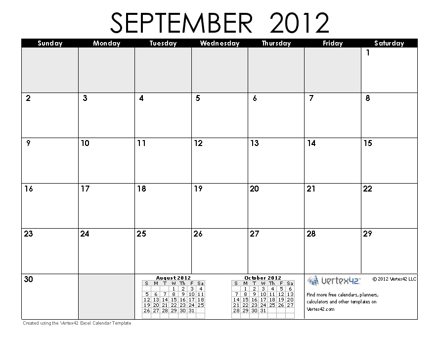 Calendar 2012: Free Printable Calendar September 2012