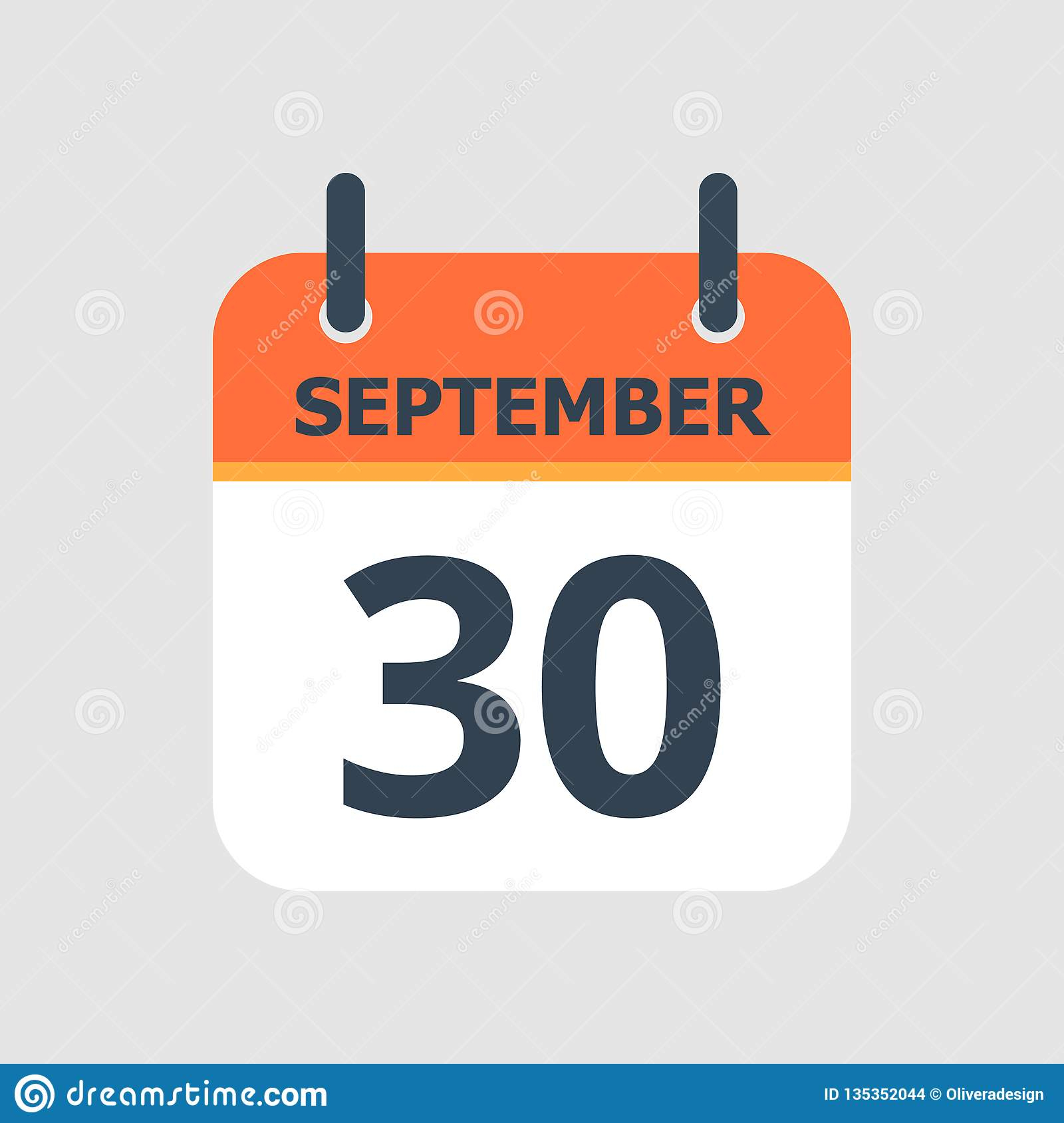 Calendar 30Th Of September Stock Vector. Illustration Of