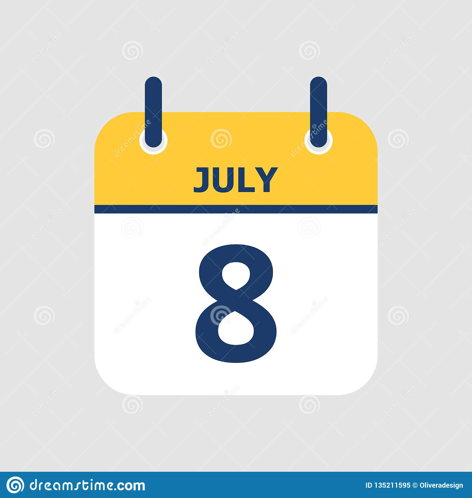 Calendar 8Th Of July Stock Vector. Illustration Of