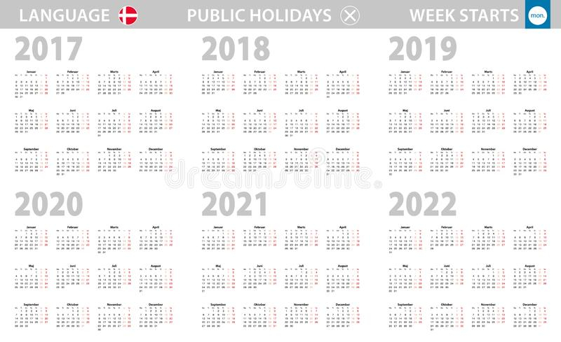 Calendar In Danish Language For Year 2017-2022. Week
