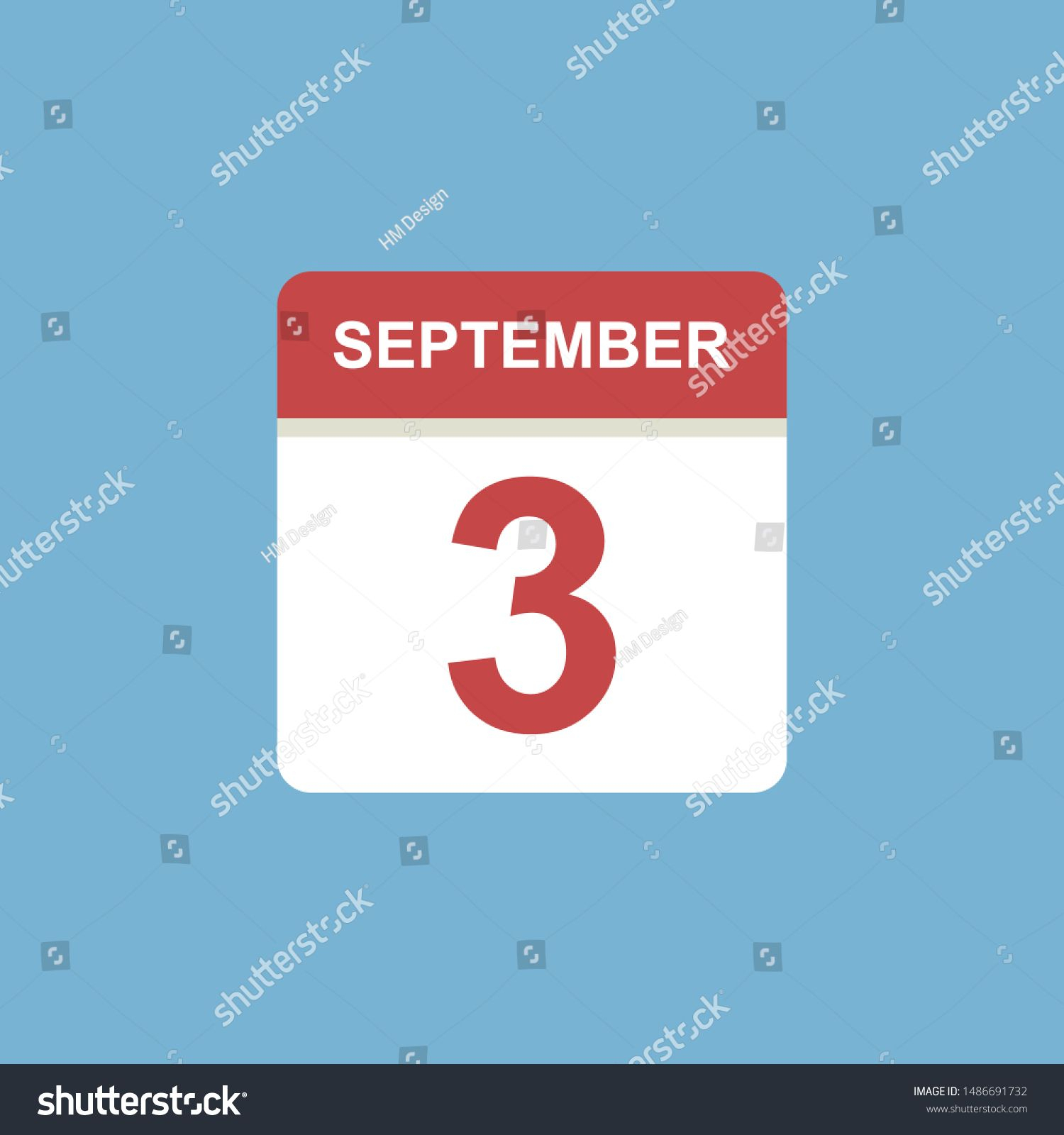 Calendar - September 3 Icon Illustration Isolated Vector