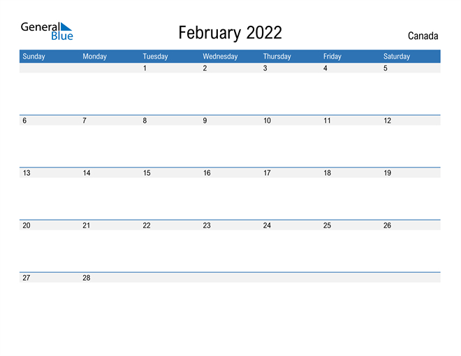 Canada February 2022 Calendar With Holidays