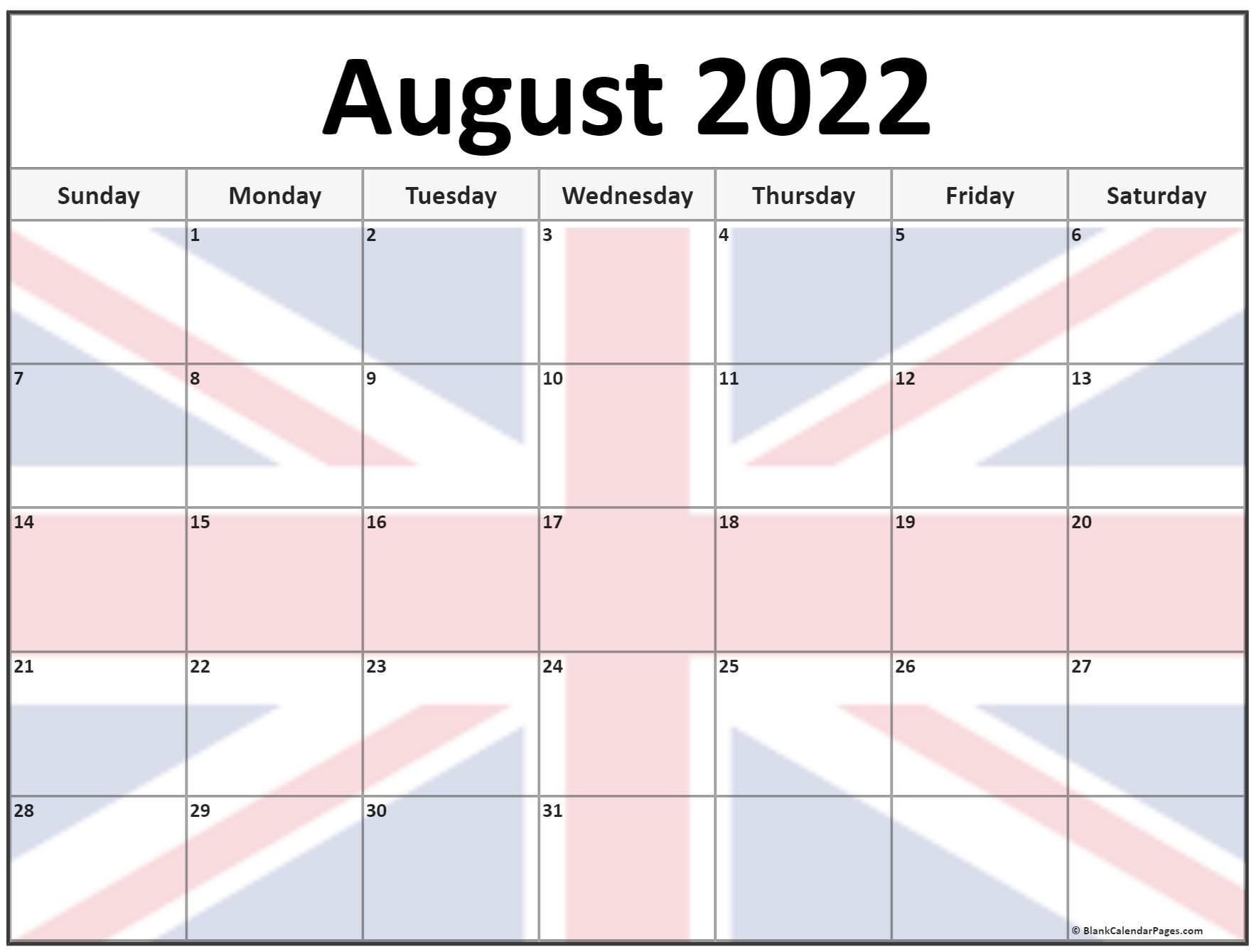 Collection Of August 2022 Photo Calendars With Image Filters.