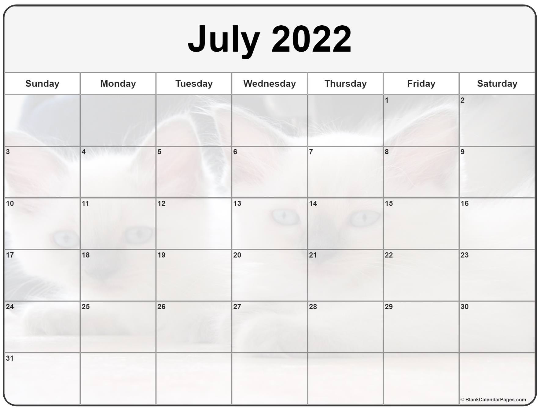 Collection Of July 2022 Photo Calendars With Image Filters.