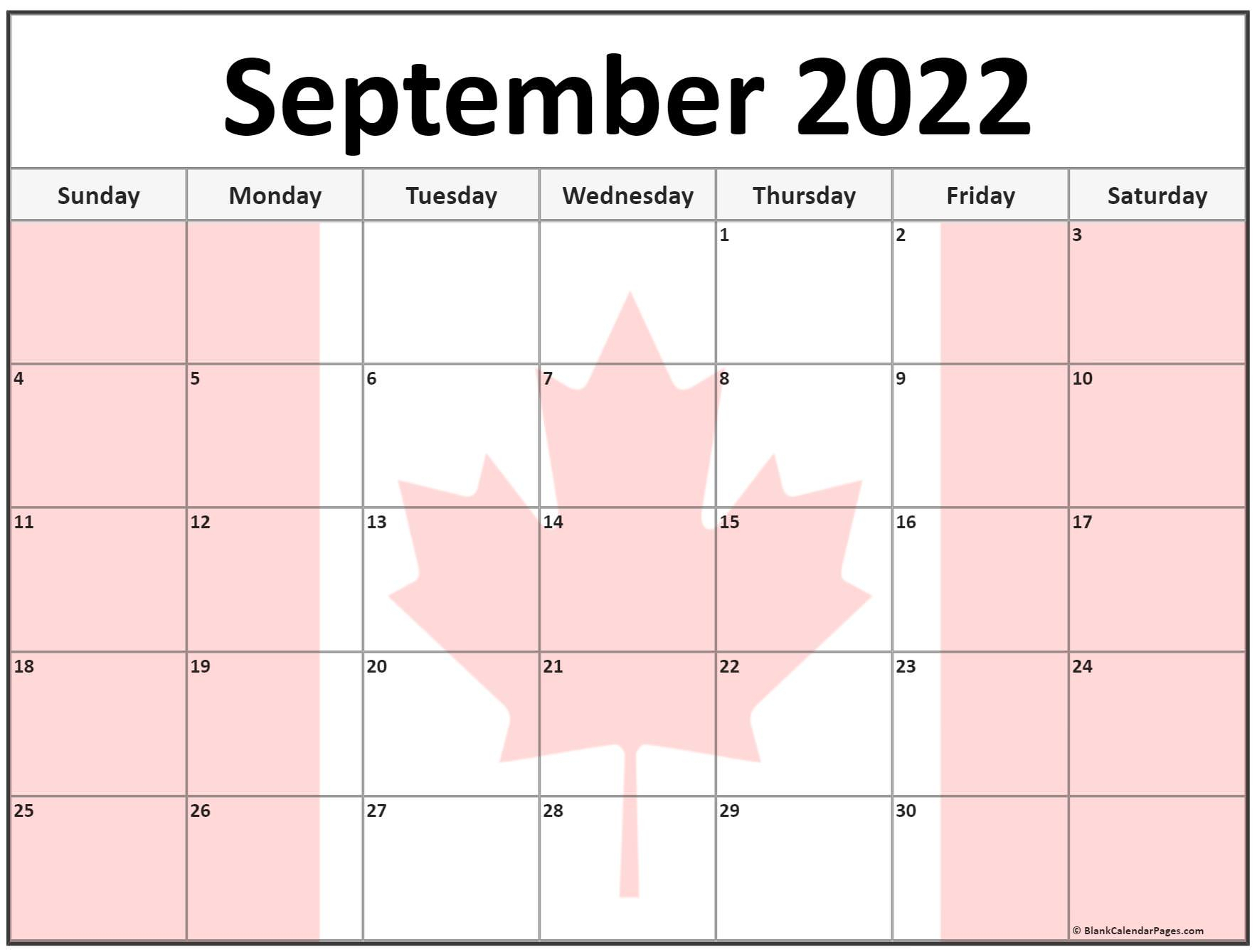 Collection Of September 2022 Photo Calendars With Image