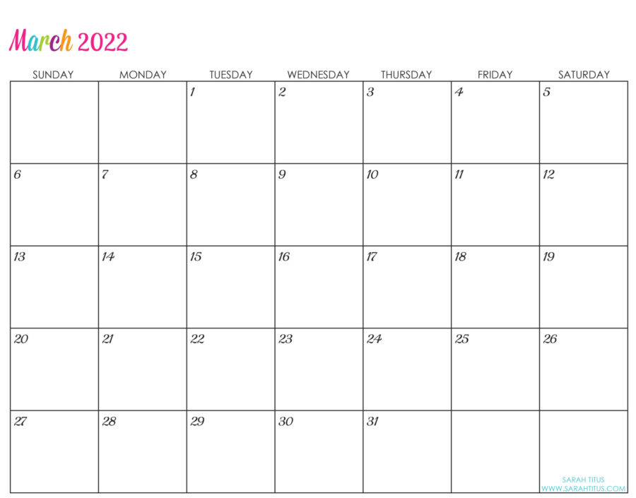 Custom Editable 2022 Free Printable Calendars - Sarah