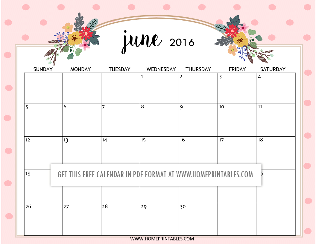 Cute Free Printable 2016 Calendars - Home Printables
