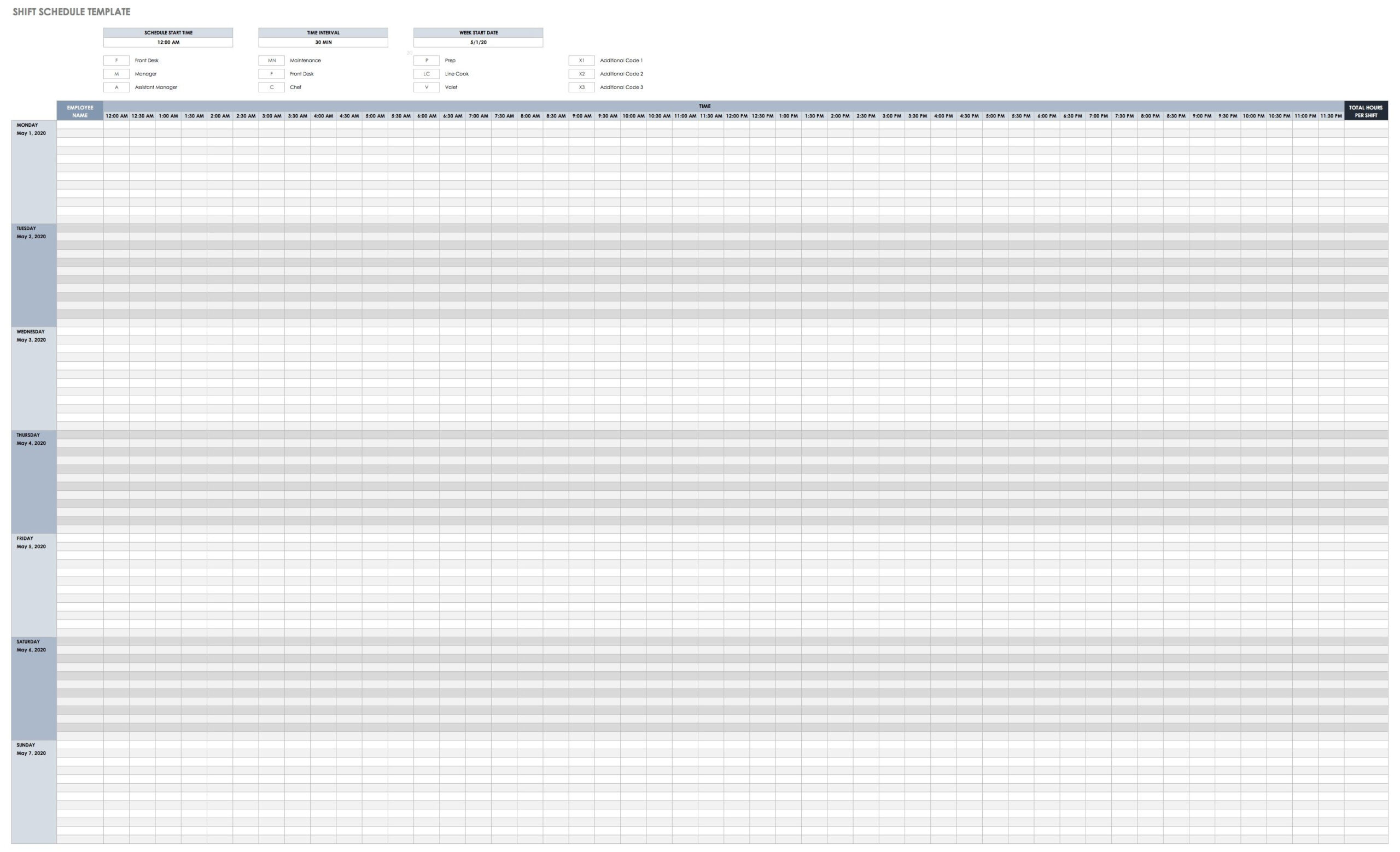 Daily Calendar Template 30 Minute Increments In 2020