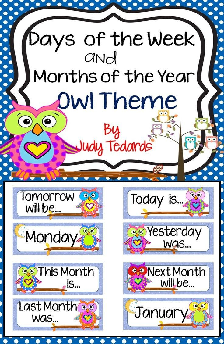 Days Of The Week And Months Of The Year-Owl Theme | Months