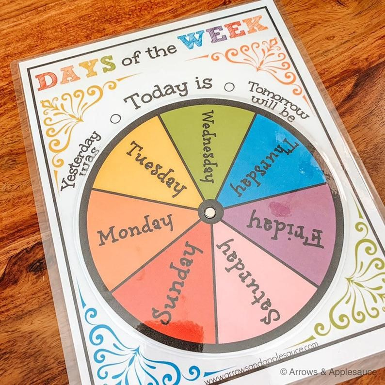 Days Of The Week Printable Wheel, Circle Time, Calendar