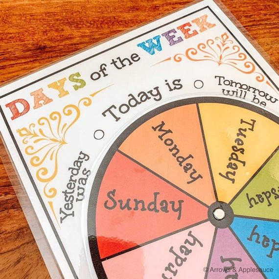 Days Of The Week Printable Wheel Circle Time Calendar