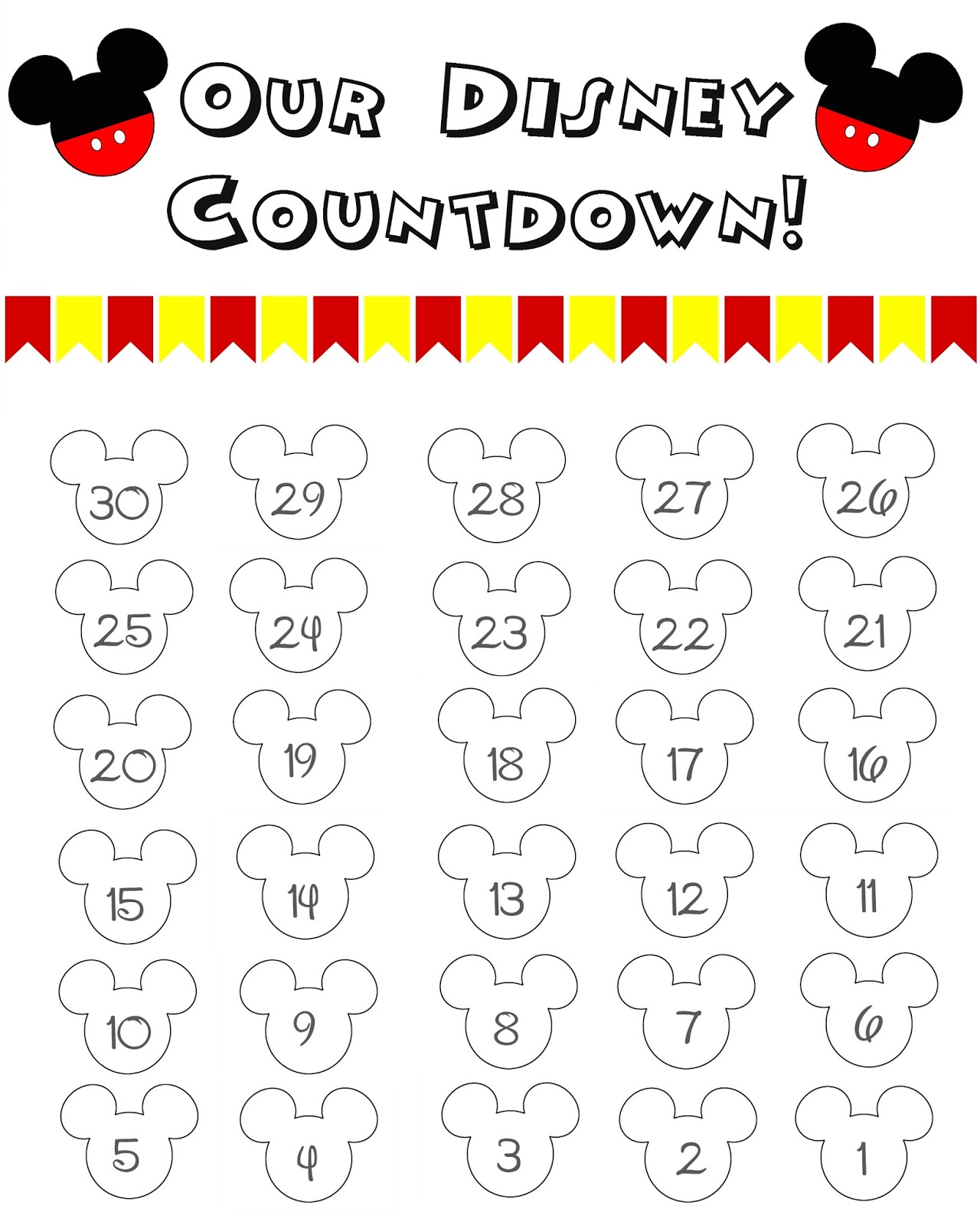 Disney Countdown Calendar Printable