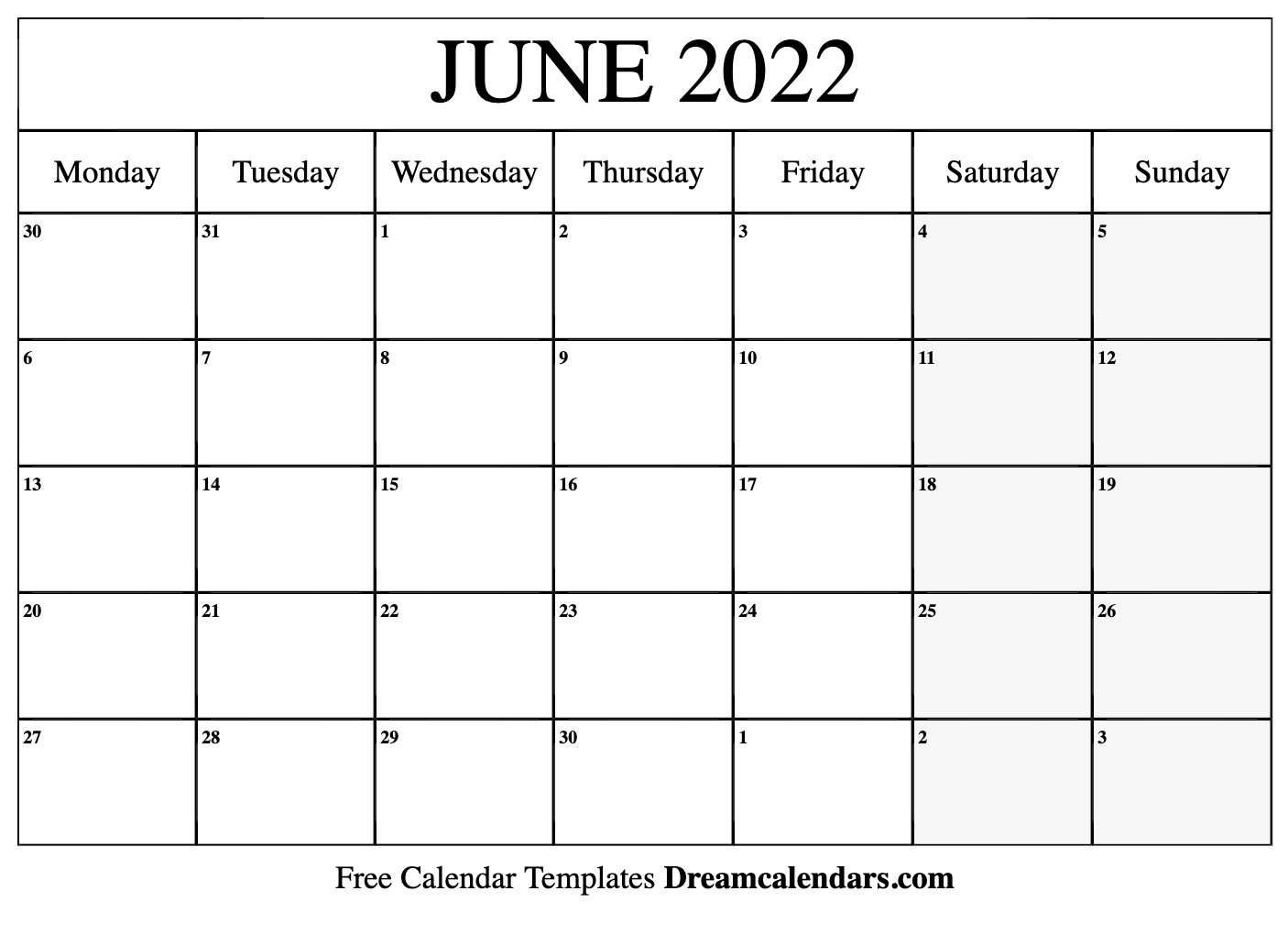 Download Printable June 2022 Calendars