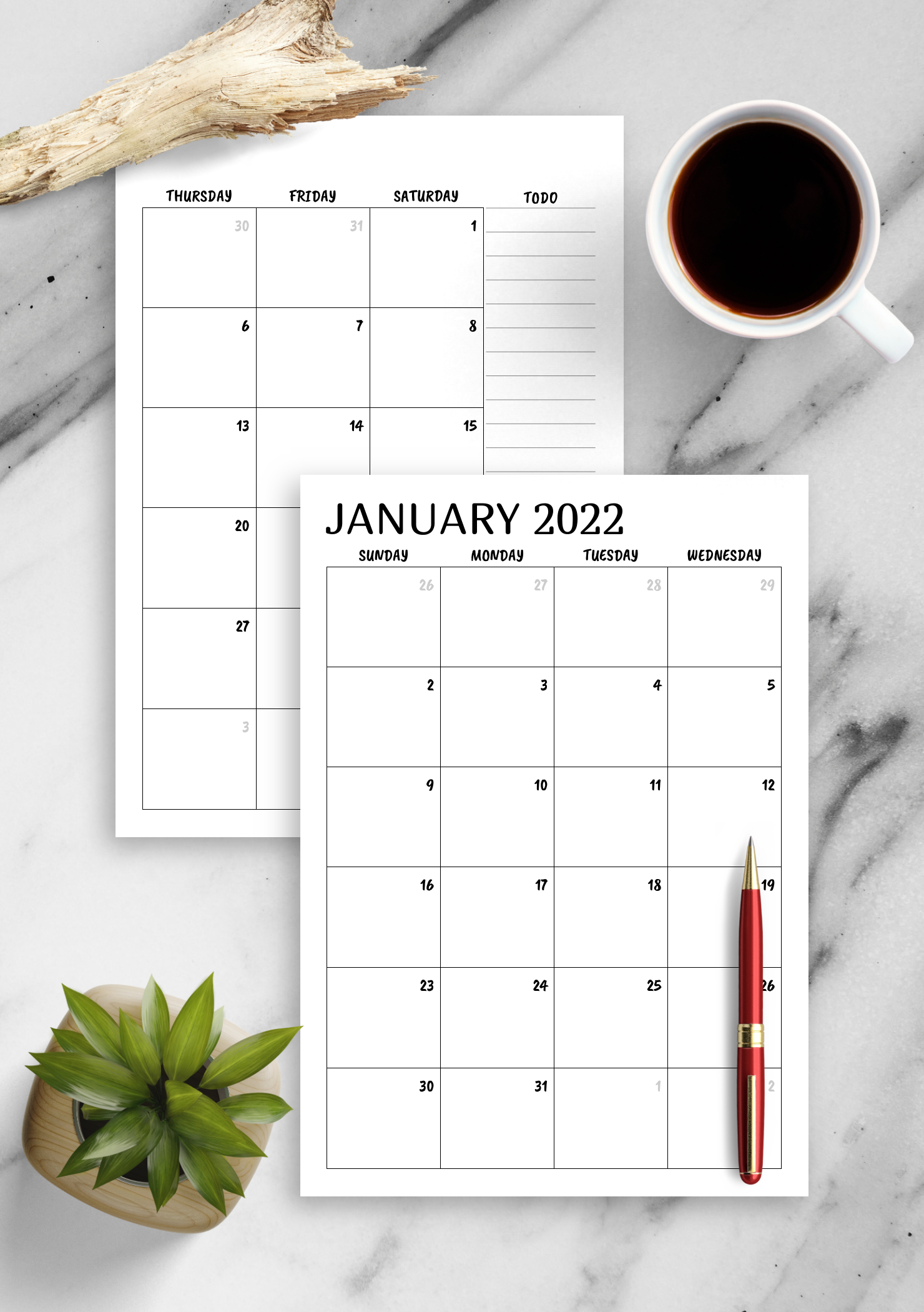 Download Printable Minimal Monthly Calendar Pdf