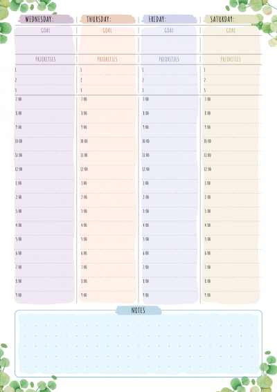 Download Printable Weekly Planner - Floral Style - Undated Pdf