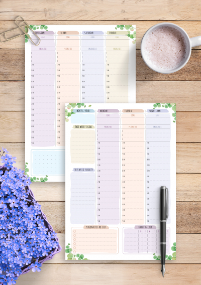 Download Printable Weekly Planner Undated - Floral Style Pdf