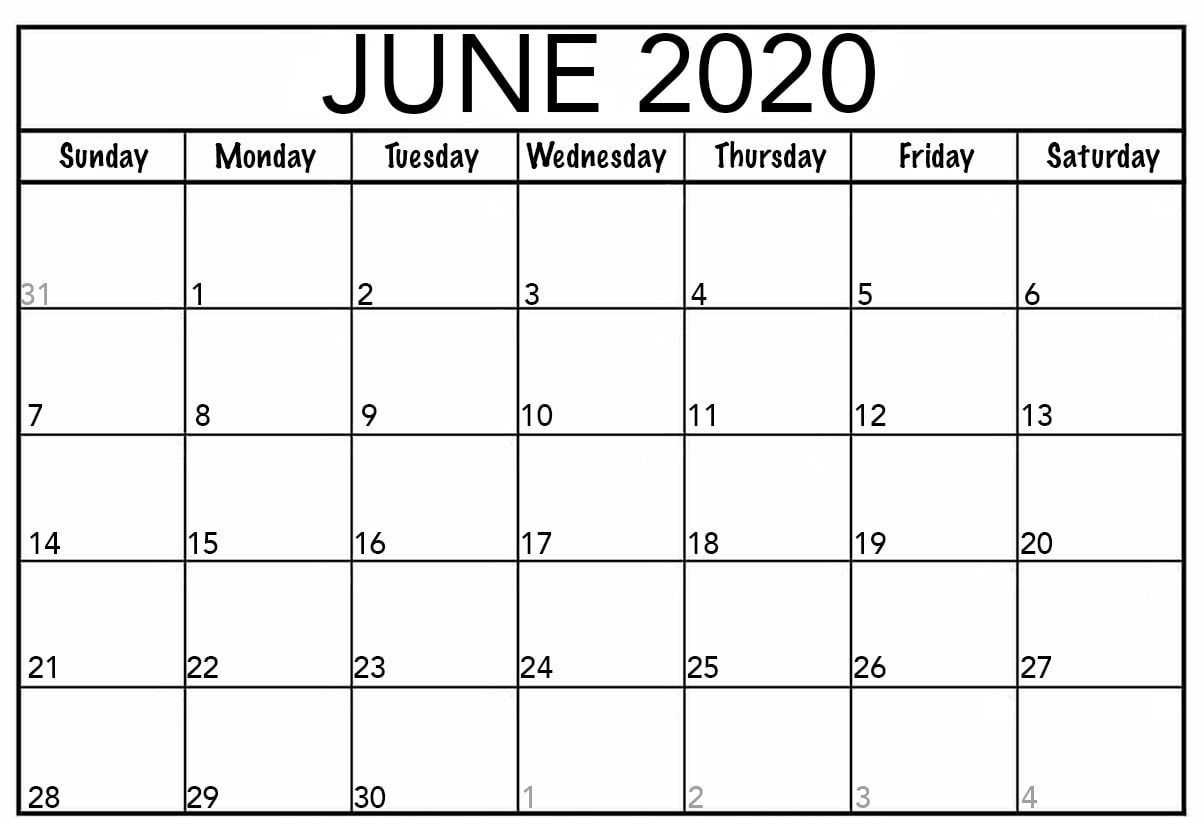 Editable Calendar June 2020 | Calendar Printables, Monthly