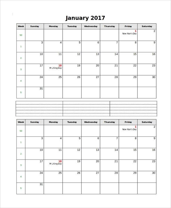 Free 13+ Printable Monthly Calendar Samples In Pdf | Ms