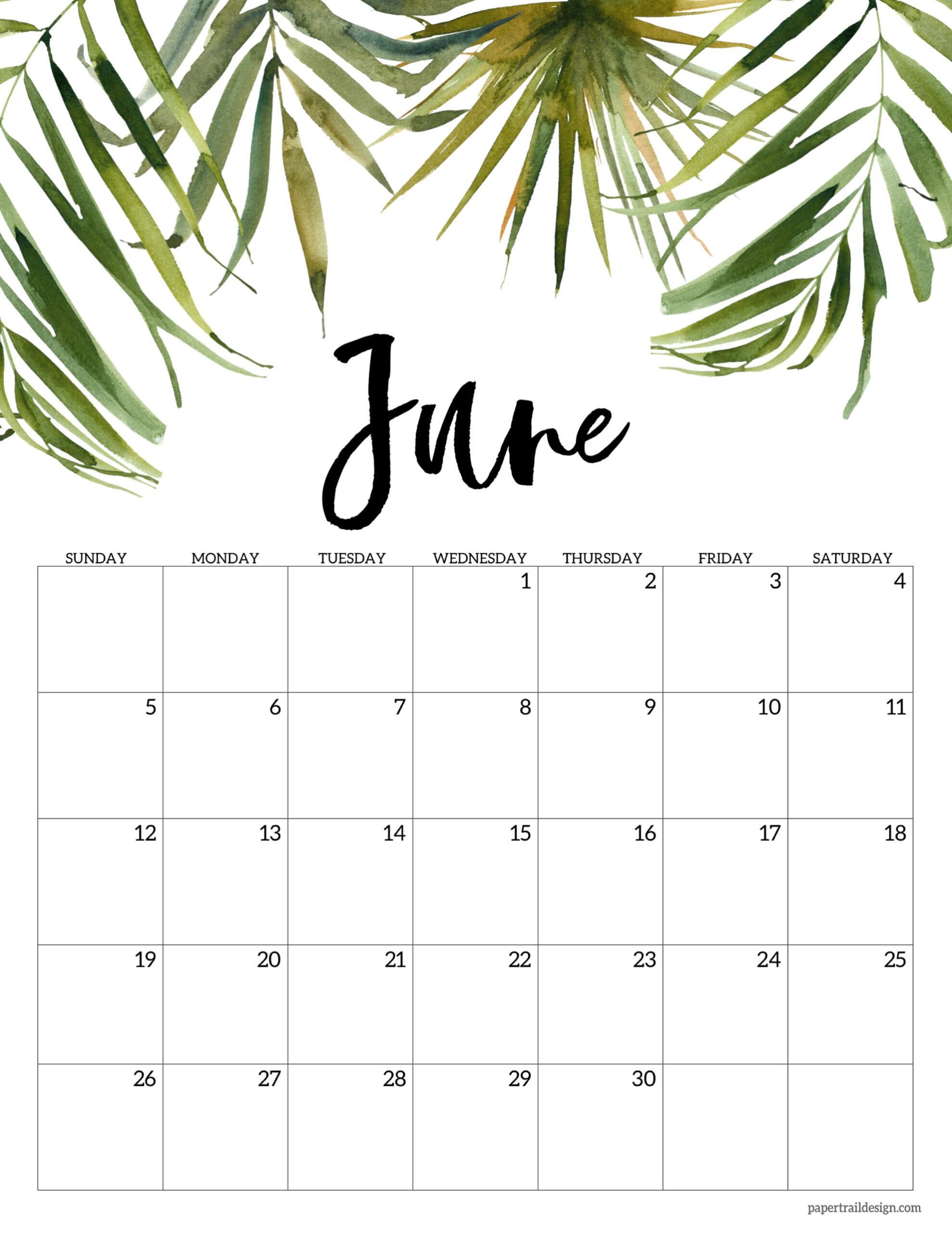 Free 2022 Calendar Printable - Floral - Paper Trail Design