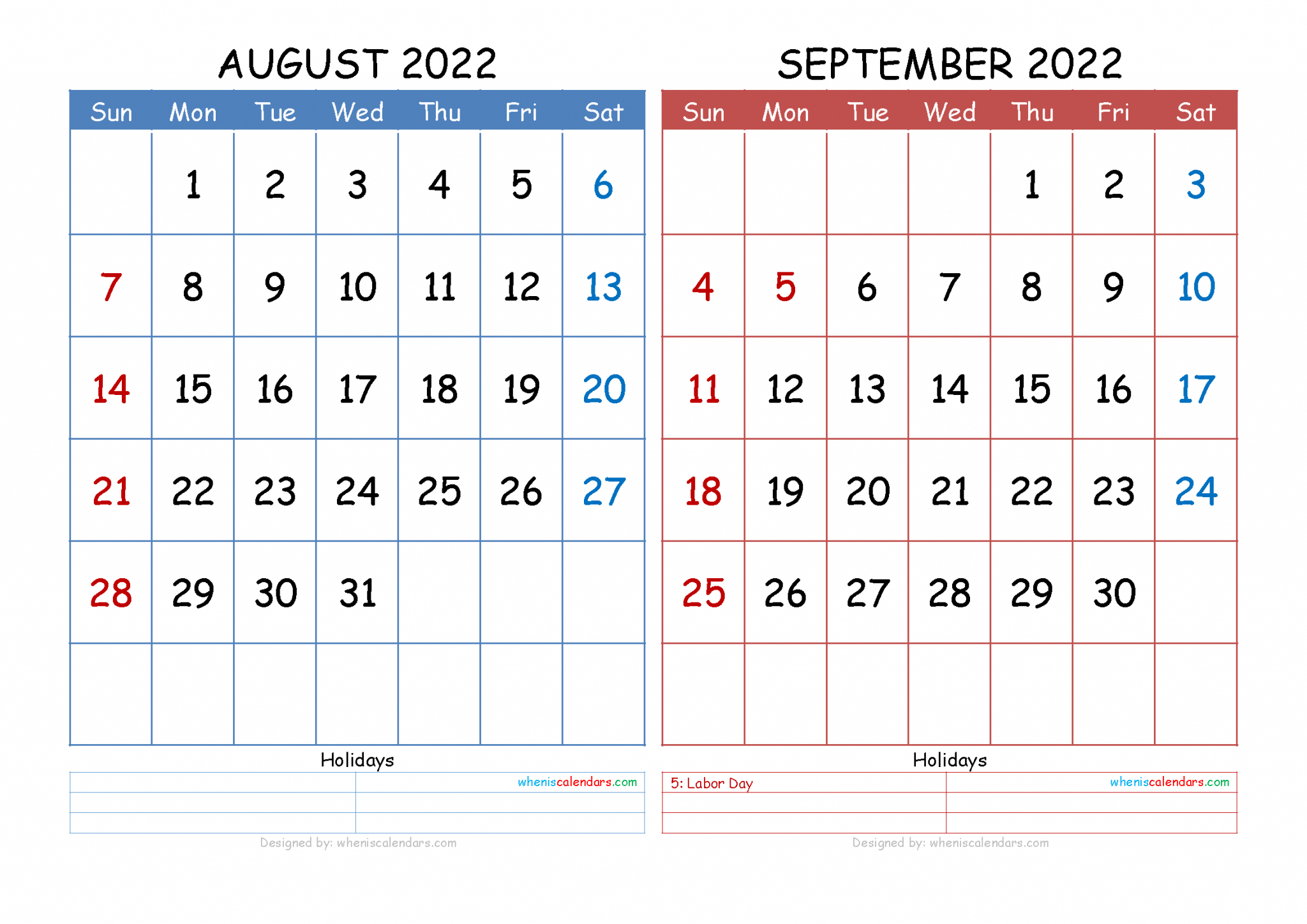Free August September 2022 Calendar Printable Pdf