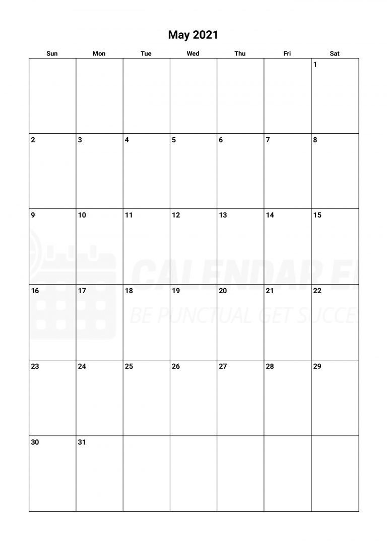 Free May 2021 Calendars | 2021 Blank Printable Templates