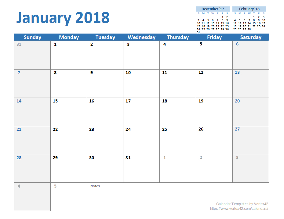 Free Monthly Calendar Template For Excel