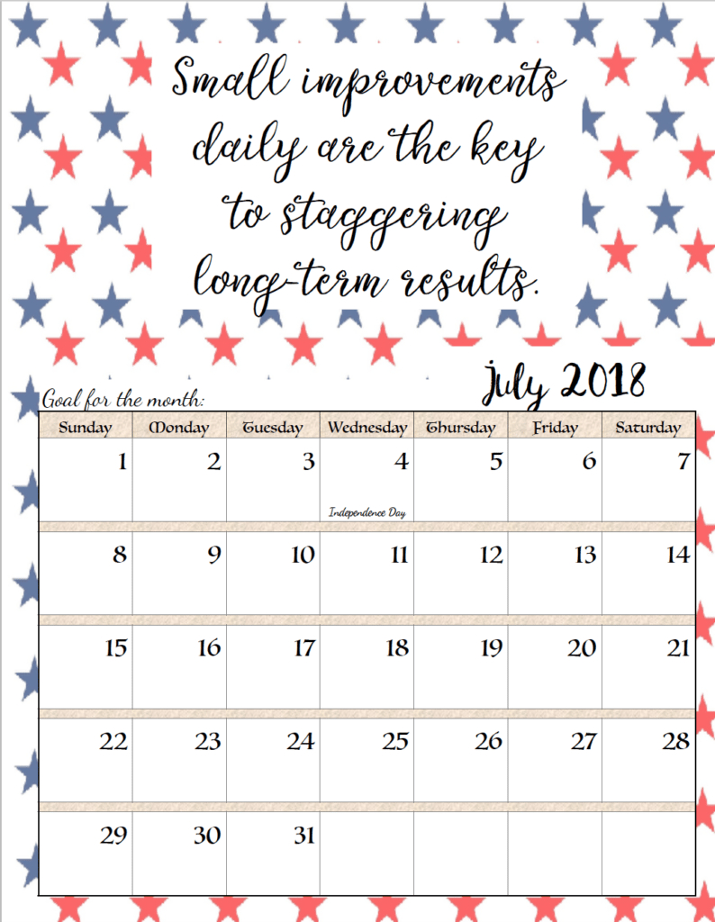 Free Printable 2018 Monthly Motivational Calendars