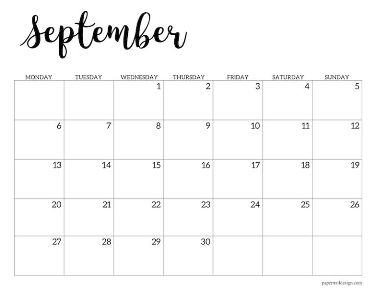 Free Printable 2021 Calendar - Monday Start | Paper Trail