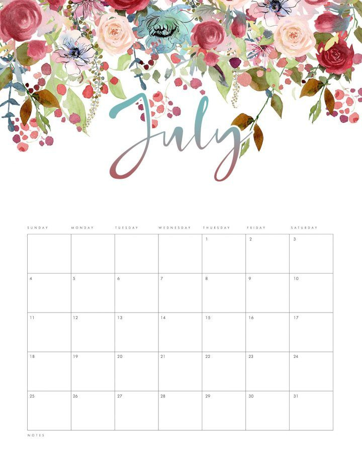 Free Printable 2021 Floral Drop Calendar - The Cottage
