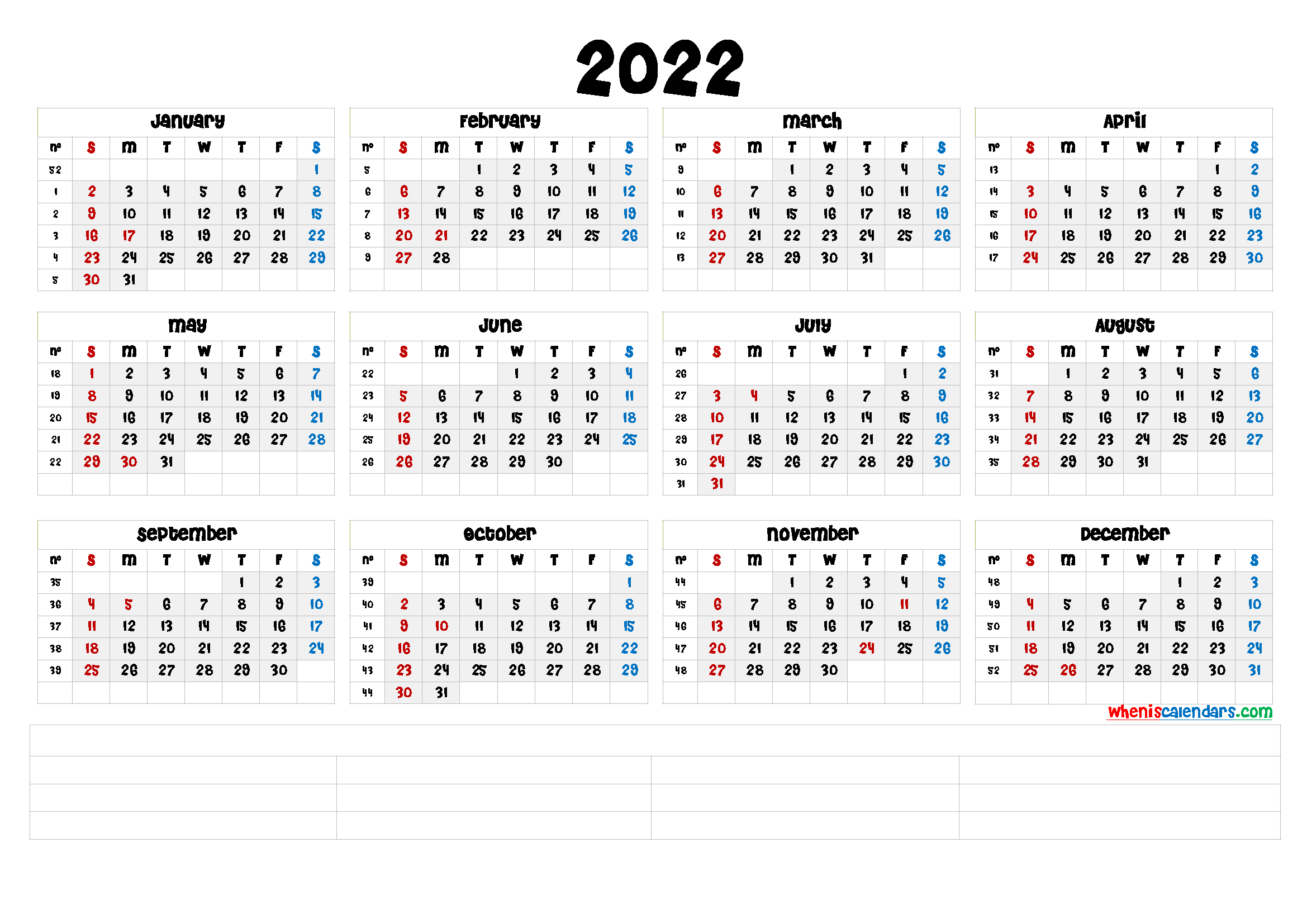 Free Printable 2022 Calendarmonth (6 Templates) - Free