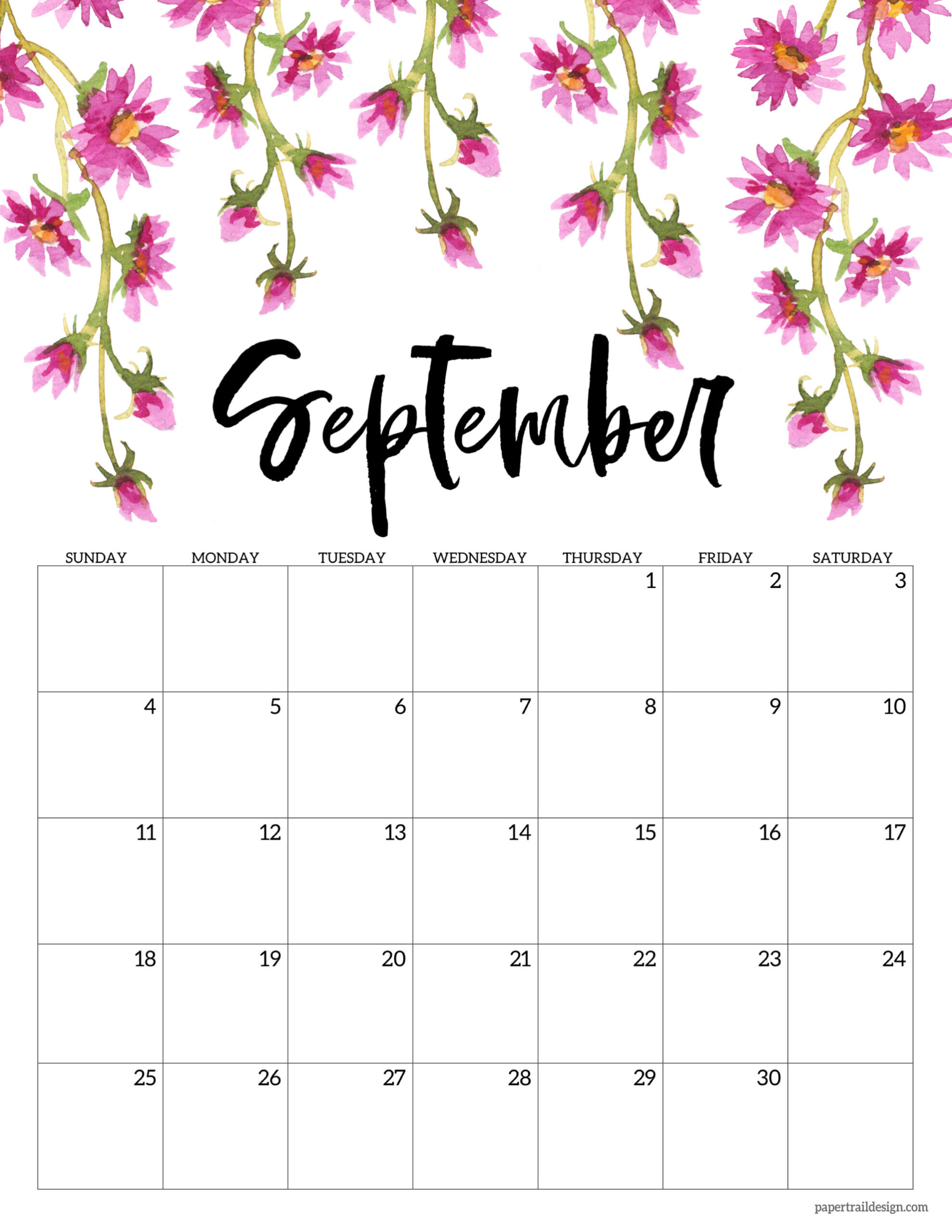 Free Printable 2022 Floral Calendar | Paper Trail Design
