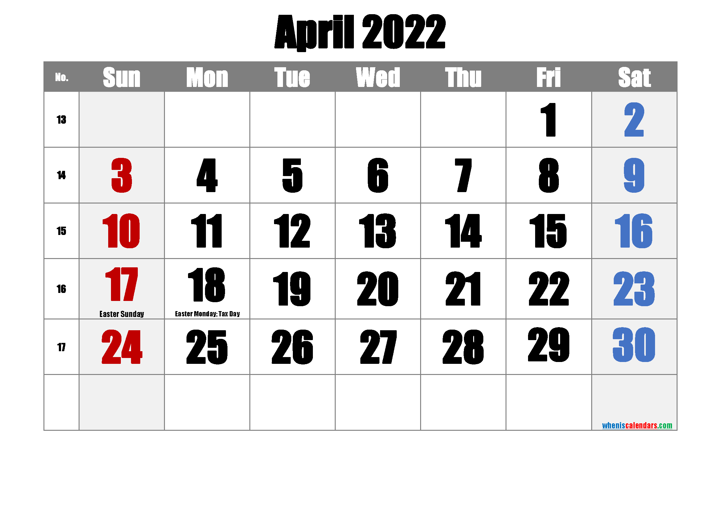 Free Printable April 2021 Calendar With Holidays - Free