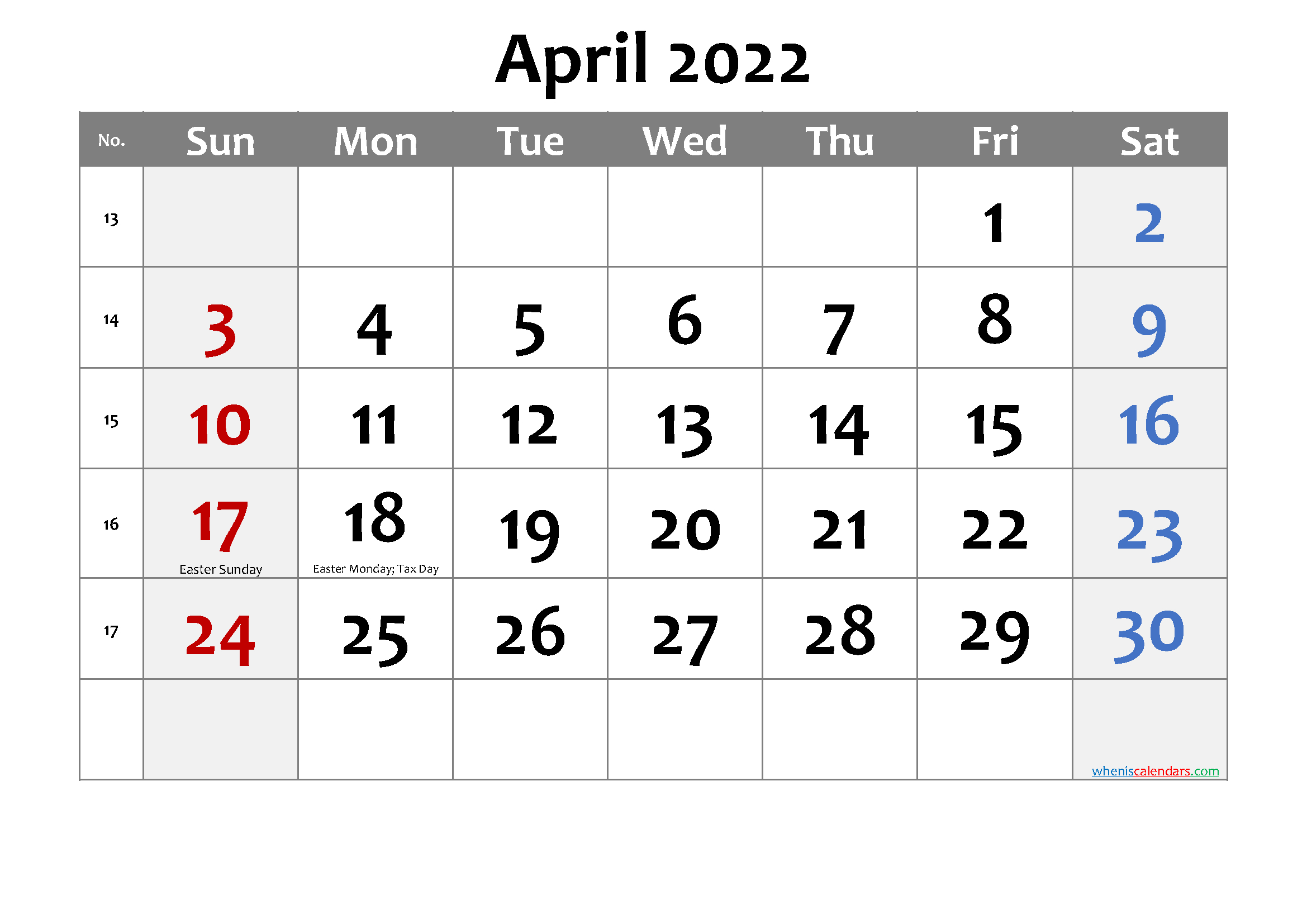 Free Printable April 2021 Calendar With Holidays - Free