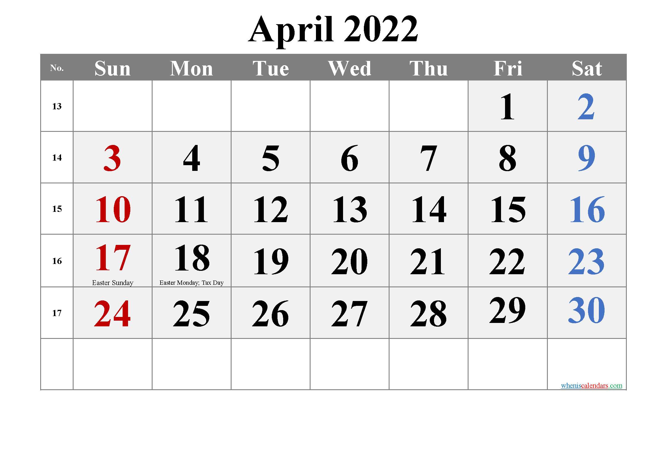 Free Printable April 2021 Calendar With Holidays - Free