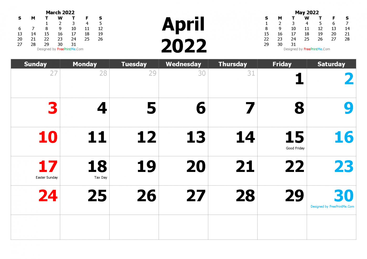 Free Printable April 2022 Calendar Pdf Png Image