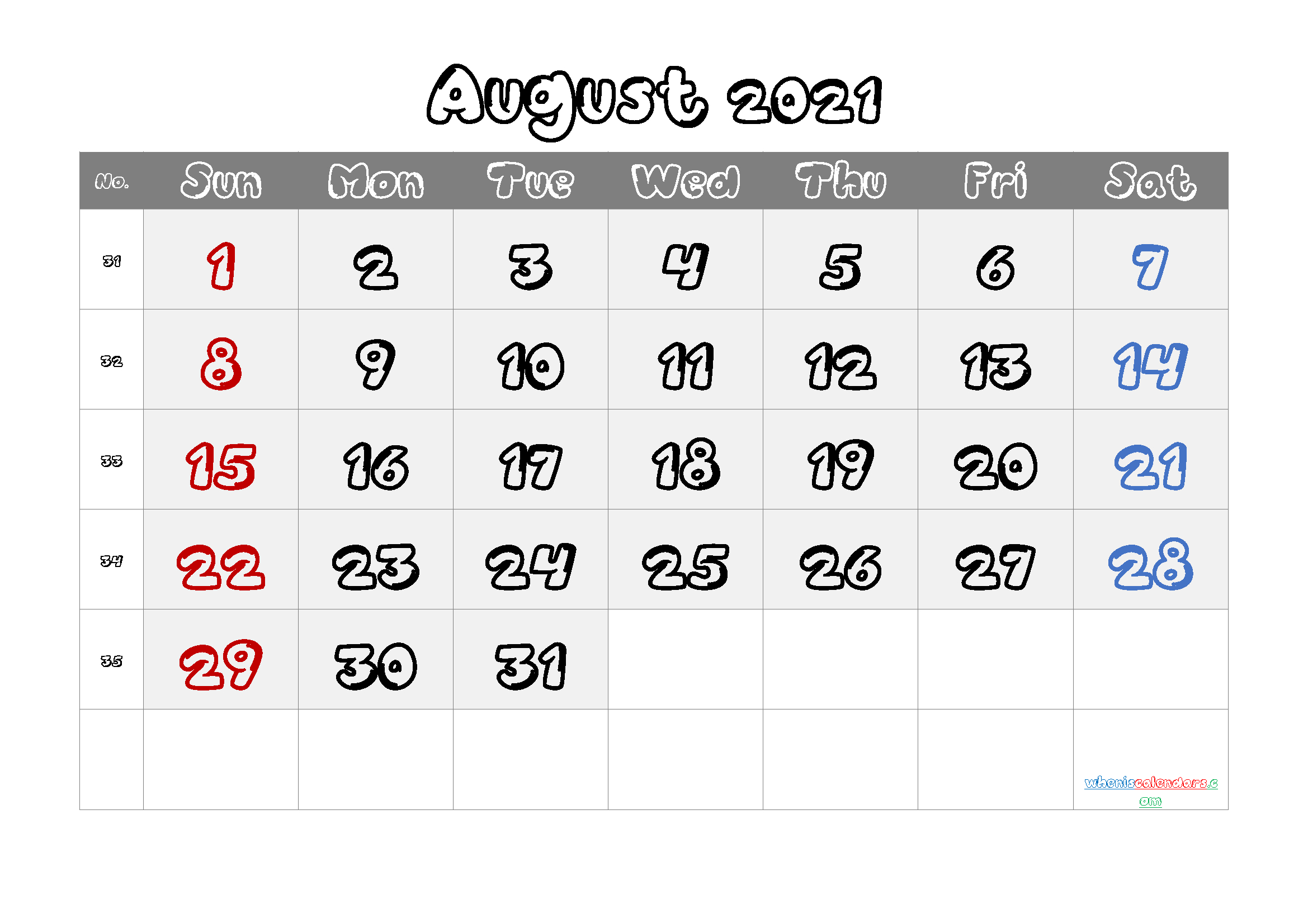 Free Printable Calendar August 2021 2022 And 2023