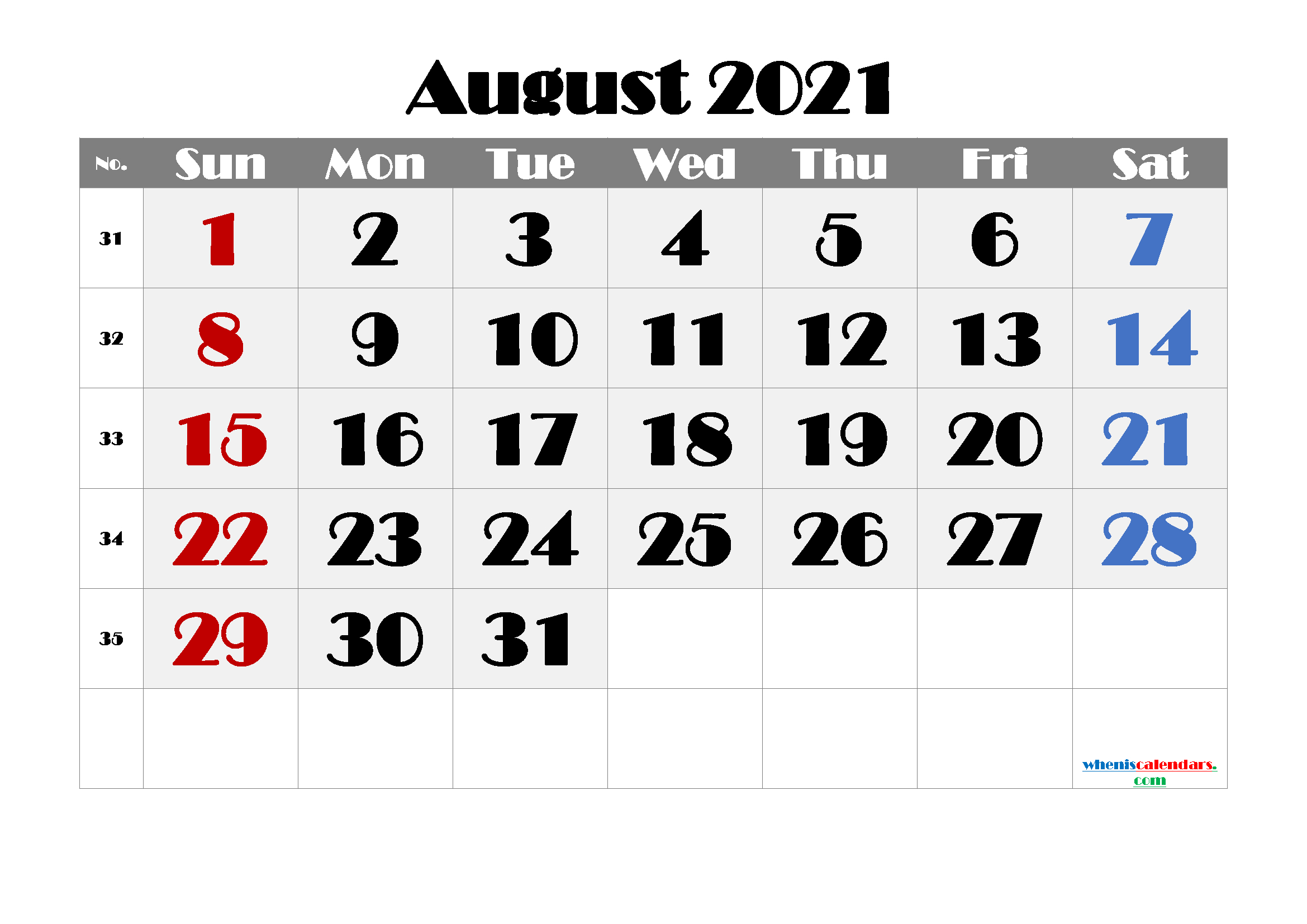 Free Printable Calendar August 2021 2022 And 2023