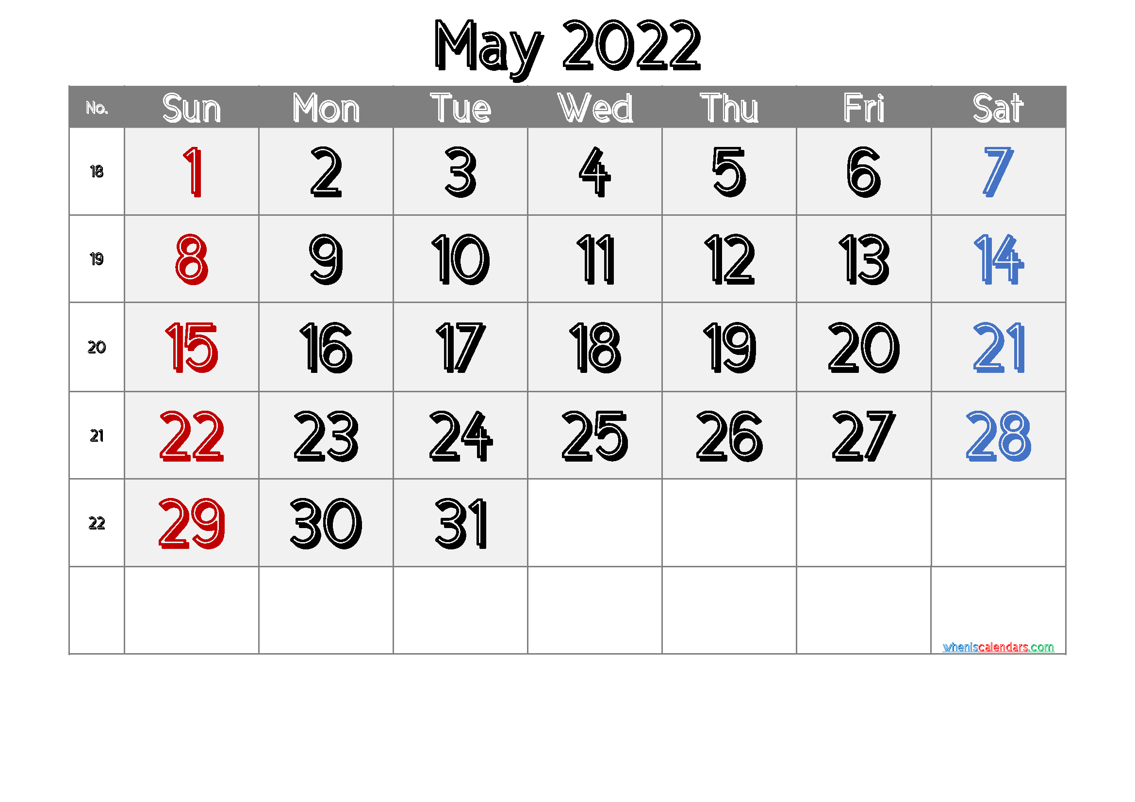 Free Printable Calendar May 2021 2022 And 2023